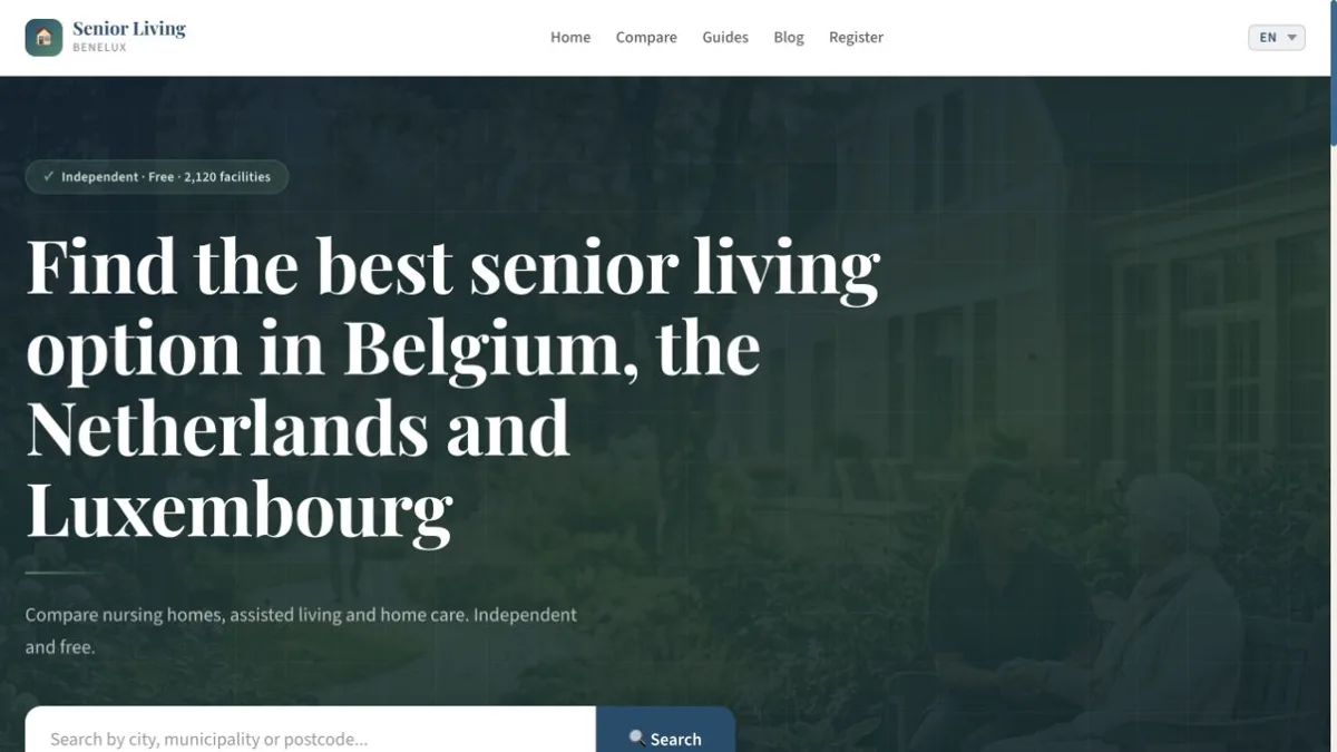 Senior Living Benelux: Live product interface